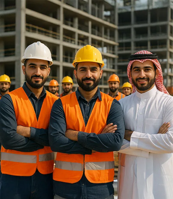 فريق ماس الطاقة للمقاولات العامة في موقع العمل